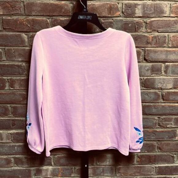 Ann Taylor Pink Embroidery Sleeve Crewneck Top Size Small Petite NEW - Picture 3 of 6